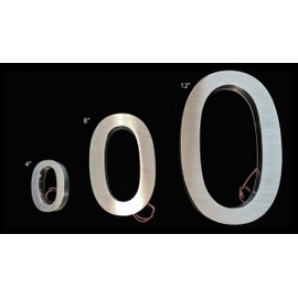 12 Inch Backlit LED House Numbers | Big, Modern lights Address Signs for Homes | Soft, Exterior Glow | Stainless-Steel Black Finish | Weather Resistant, Durable | by JELSCO (4, Arial Stainless)