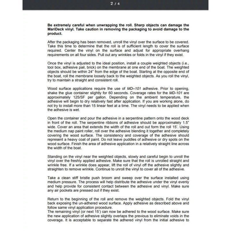 MariDeck Marine Vinyl Flooring Adhesive Glue - MariDeck / DeckRite