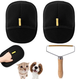 Pet Hair Removal Glove, Dog Hair Remover for Carpet, 3 Pcs Pet Hair Remover Set Include 2 Cat Grooming Glove and 1 Carpet Scraper, Reusable Dog Grooming Glove for Couch, Furniture, Carpet, Car Seat