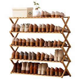 Choclaif Free Standing Shoe Racks for Closet, Shoe Shelf Bamboo Shoe Rack for Bedroom, Entryway Hallway Closet Living Room Organizer（5 Tier）