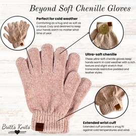 Britt's Knits Soft Chenille Women's Winter Warm Knit Gloves One Size - Oatmeal