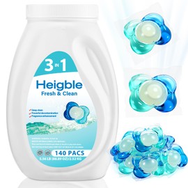Heigble 140 Count Laundry Detergent Pods Bulk 3 in 1 Laundry Detergent Pods Remover Eliminates Odors, Stains, Scent