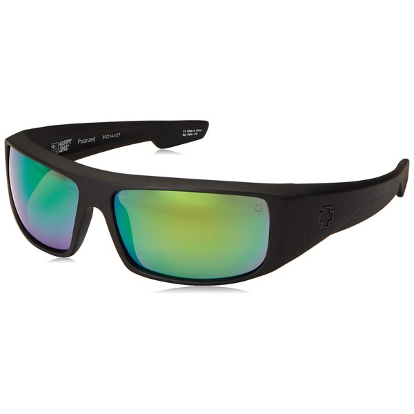 Spy Optic Logan Sunglasses with Happy Lens and Trident Polarization, Matte Black/Happy Bronze Polar with Green Spectra