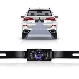 Backup Camera for Car with 8 LED - [HD Night Vision] [IP67 Waterproof] License Plate Camera for Safe Reverse - 170° Wide Angle Rear View Camera Fits Car Truck SUV