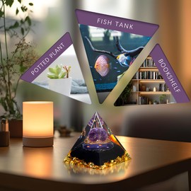 Yin Yang Healing Crystal Orgonite Pyramid - Tai Chi with Obsidian Amethyst Ball - Taiji Reiki Chakra Meditation Paperweights Decor