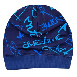 Wollhuhn Eco Lightweight Girls/Boys Beanie Hat Cuffs Elastic Transition Period Summer Children's Hat Cotton (Eco Fabrics, Organic) 20141128, Cool Music Blue