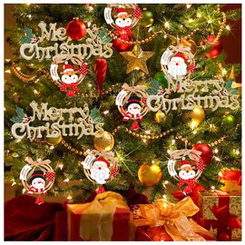 FARBEIR 5 PCS Christmas Holiday Gold Merry Christmas Hanging Sign Glittery Merry Christmas Ornaments for Christmas Tree Wreath Wall Doors and Windows Decorations Accessories