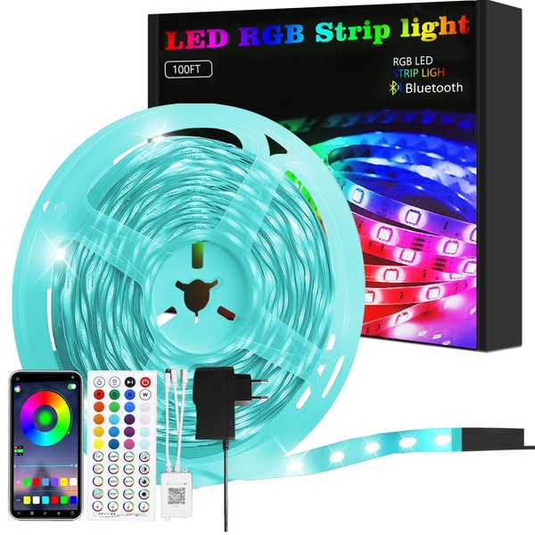 Kowanie LED Strip 30 m RGB Strip with Remote Control Fairy Lights Bluetooth Music Sync Room Lighting Fairy Lights Timer Setting Dimmable Colour Changing Light for Indoor Home Party Decoration