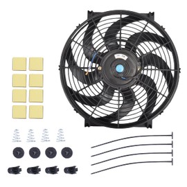 GESEXI 14 Inch Slim Fan Push Pull Electric Radiator Cooling Fan Universal High Performance 12V 90W Motor with Fan Mounting Kit (Black)