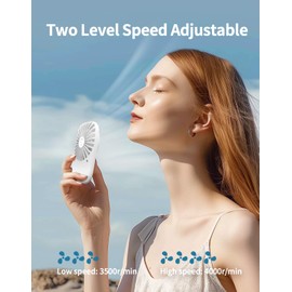 Aluan Aluan Handheld Fan Mini Fan Powerful Small Personal Portable Fan Speed Adjustable USB Rechargeable Cooling for Kids Girls Boys Woman Home Office Travel, White
