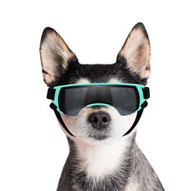Dog Goggles Sunglasses Small to Medium Breed, Anti-Fog UV400 Lens Puppy Sunglasses, Adjustable Lightweight Doggie Goggles for UV, Wind, Snow, Dust Protection, Blue