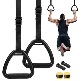 Gymnastic Rings - Nylon Pull Up Rings | Gym Rings | Adjustable Straps Fitness Equipment Workout Accessories, Exercise Gear for for Workout Bodyweight Fitness Training