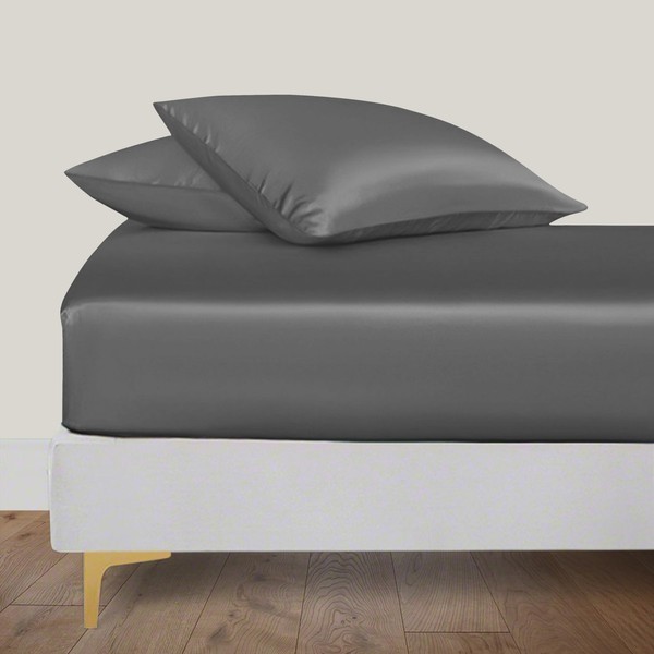LINENWALAS 100% Organic Bamboo Fitted Sheet with Secure Elastic Band,