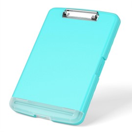 Rimilak Plastic Clipboard with Storage, 8.5 x 11 High Capacity Folio Nursing Case with Pen Holder, Size 14.2 x 9.6 x 1.2″ Folder Side-Opening for Classroom, Teacher, Smooth Writing, Mint Green