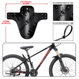 FETESNICE 2 Stück Kohlefaser Textur Schutzblech Mountainbike，MTB Fahrrad schutzblech vorne hinten Kotflügel DH Radfahren 24/26/27,5/29 Mountainbike Schutzbleche(Schwarz-C 4PCS)