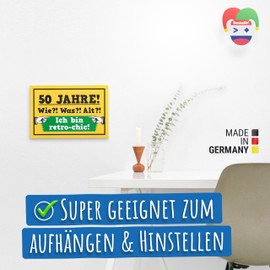 DankeDir! 50 Jahre Retro Chic - Kunststoff Schild 30 x 20 cm - Männer & Frauen Geschenk 50. Geburtstag Geburtstagsgeschenk - Partydeko 50er Geburtstagsdeko Geschenkidee Geburtstagskarte