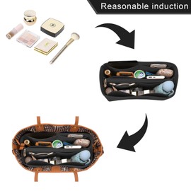 Lckaey purse insert for mcm tote tote bags felt insert organizer small bag organizer 3020black grey-S