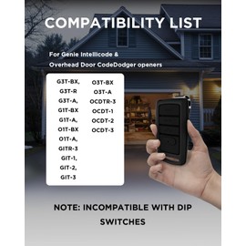 2 for O3T-BX O3T-A Overhead Garage Door Opener Remote, Replacement for Genie Intellicode Garage Door Remote G3T-BX G3T-R, 315/390MHZ Dual Frequency Auto-Seek, 3 Buttons(1995 to Present)