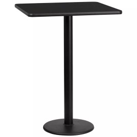Belnick 30" Square Black Laminate Table Top With Base - Bar Height Restaurant Table