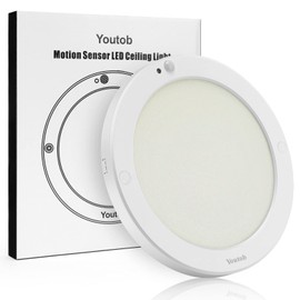 Youtob Motion Sensor LED Ceiling Light 15W 1300LM, ETL Listed, Flush Mount Ceiling Light, Ceiling Light Fixture for Indoor, Stairs, Closets Room, Hallways, Laundry, Garage(6500K Daylight White)