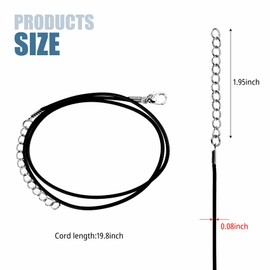 10 Pack Black Necklace Cord, Leather Cord Necklace with Clasp, Waxed Rope Necklace for Pendants, Jewelry Making Supplies (10)