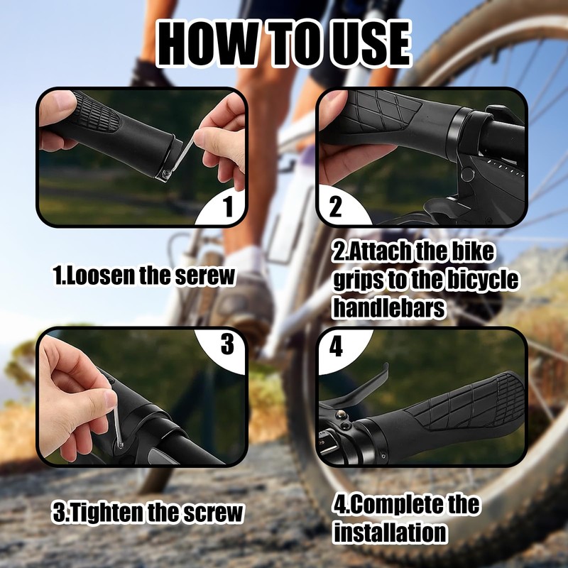 Handlebar Grips Bicycle, Ergonomic Bicycle Grips, Handlebar Grips for MTB