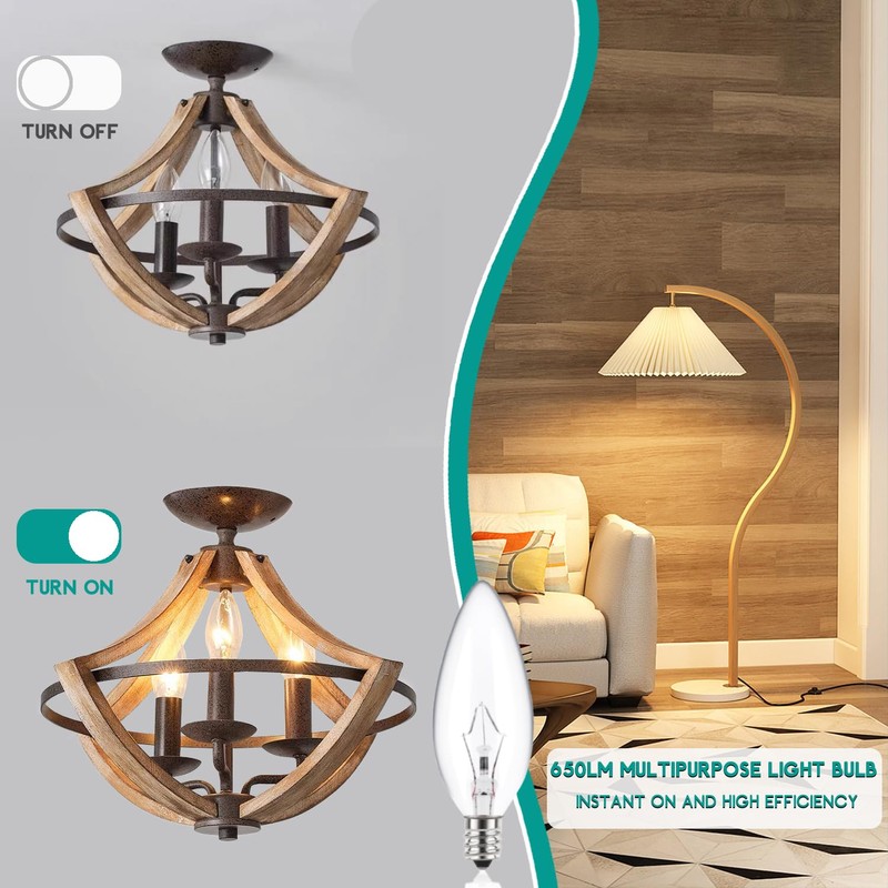 MEQIQTEK E12 60 Watt Incandescent Candle Light Bulbs, Chandelier Light