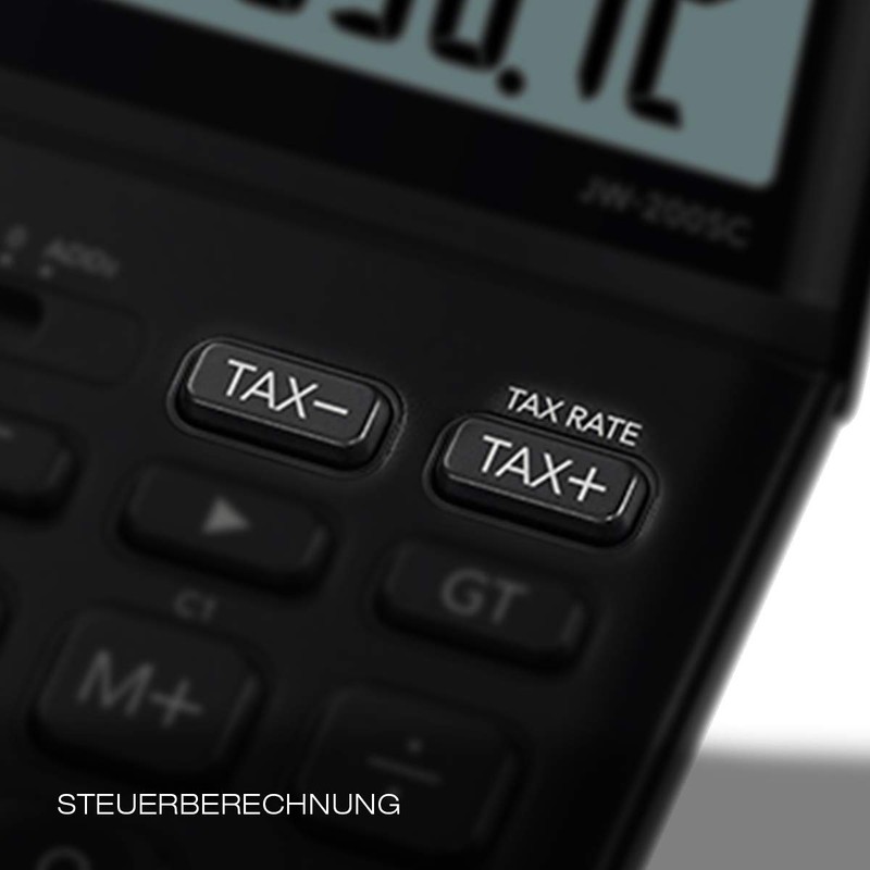 Casio CALCULATRICE DE Bureau JW-200SC-Black, Solaire/Pile 1.1 x 10.9 x