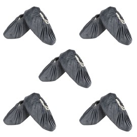 SIVENKE Reusable Shoe Cover 5 Pairs Non-Slip Boots Cover Flannel Washable Overshoes for Household Indoor Workplace Grey