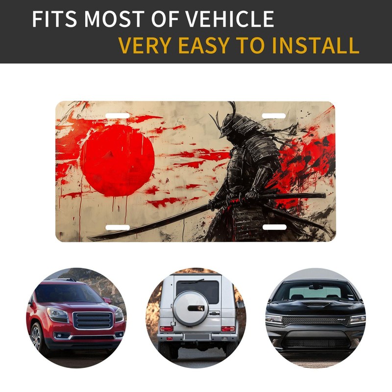 Japanese Samurai Front License Plate for Women Anime Graffiti Car