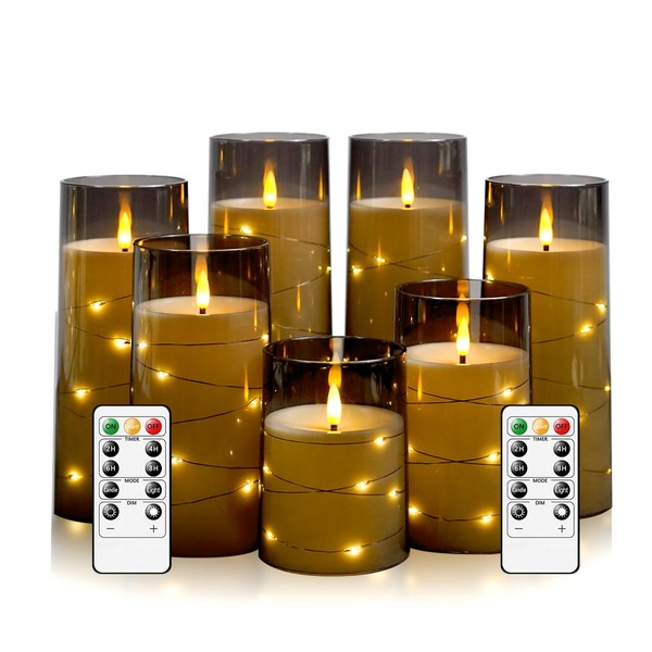 Flameless Candles,with Embedded Star String, with Remote Control and Timer