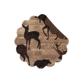 C&F Home Elwood Single Placemat Quilted Cotton Reversible Round Lodge Rustic Elk Moose Bear Washable Table Mats Easy to Clean 17" Brown