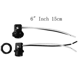 NLYNX E12 RS-1205 Light Socket Light Bulb Socket 2A 75W 125V LP1970 Phenolic Candelabra Base Socket 1.25" Inch Shoulder Screw Ring 6" Inch 15cm Wire Leads (with Threaded Outer Ring) 6Pcs