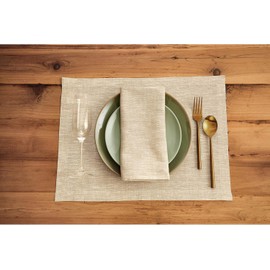 Solino Home 100% Linen Napkins Beige Textured, Athena 20 x 20 in, Set of 4