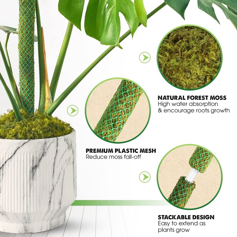 DUSPRO Green Stackable Mesh Moss Pole for Plants Climbing Vine