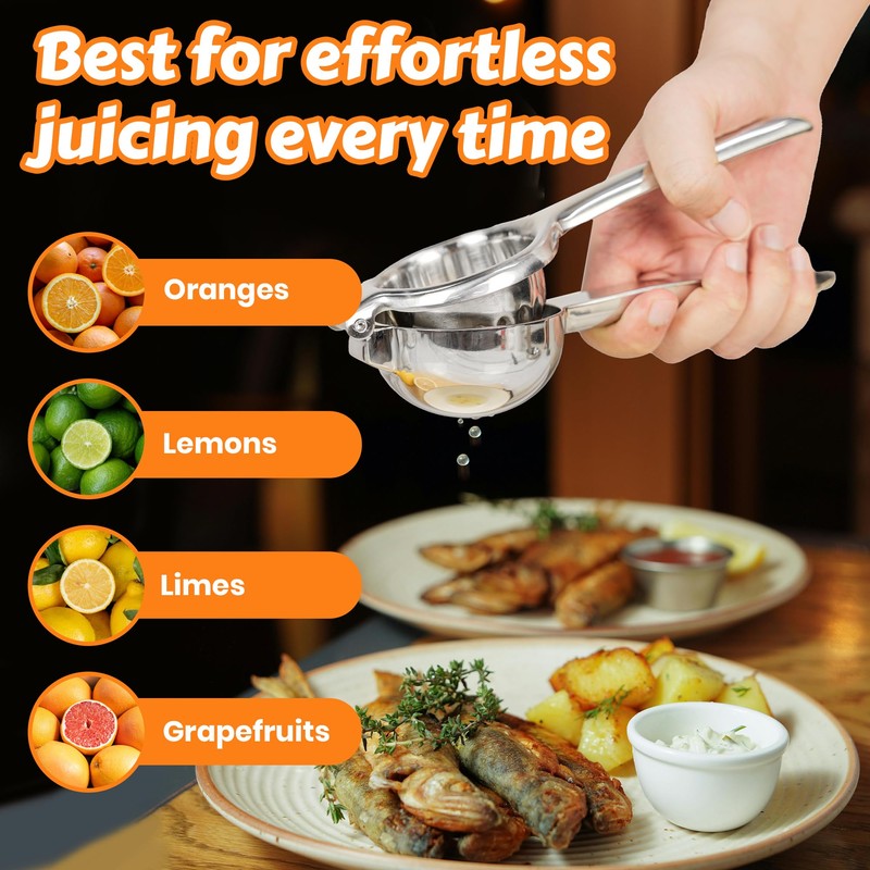 Stainless Steel Lemon Squeezer | Heavy Duty Handheld Juicer with