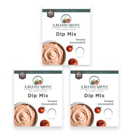 A Blend Above Tomato Horseradish Dip Mix, 3 Packs, 1 oz. Each, Makes 16 Ounces, Gluten-Free, No MSG, All Natural, No Preservatives, Vegan Friendly, Keto Friendly, Vegetable Dip, Chip Dip, Low Carb, Easy to Make