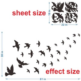 ANFRJJI Bird Wall Decal - Flying Sky Wings PVC Removable Wall Sticker with Flock of Birds Flying Black Bird 3D Creative Wall Art - Peeling Sticker for Kids Room and Study Room Decor - Witkey Flying