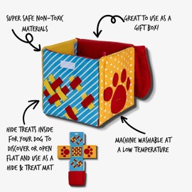 PetLove Pawty Time Snuffle Gift Box, Birthday, Gotcha Day Forage Dog & Puppy Toy with Treat Pockets and Squeaker, Machine Washable