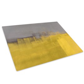 Retro Grey Yellow Glass Chopping Board Kitchen Worktop Saver Protector