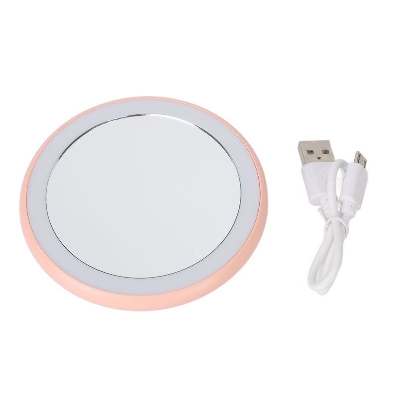 Compact Makeup Mirror with Light USB Rechargeable LED Round Portable