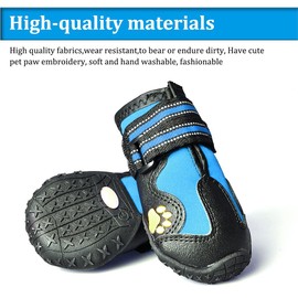 CovertSafe& Dog Boots for Dogs Non-Slip, Waterproof Dog Booties for Outdoor, Dog Shoes for Medium to Large Dogs 4Pcs with Rugged Sole Black-Blue