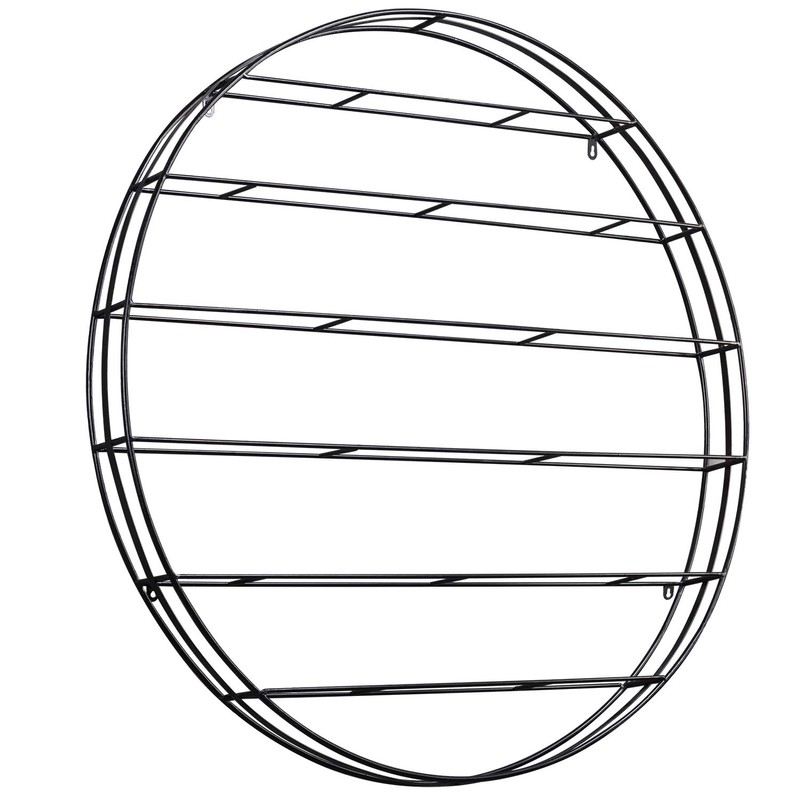 MyGift 12 Bottle Modern Black Metal Round Wall Mounted Wine