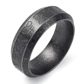 KIRTIJW Satanic Ring Men Stainless Steel Satan Sigil of Lucifer Rings for Men Leviathan Cross Symbol Rings Jewelry Size 7