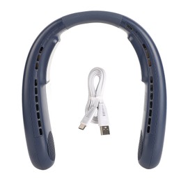 Hanging Neck Fans Portable Semiconductor Dual Cooling 3 Wind Speed Adjustable Mini USB Charging Neck Cooling Fan Blue