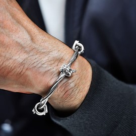 Stainless Steel Barbed Wire Bangle by Lavari Jewelers