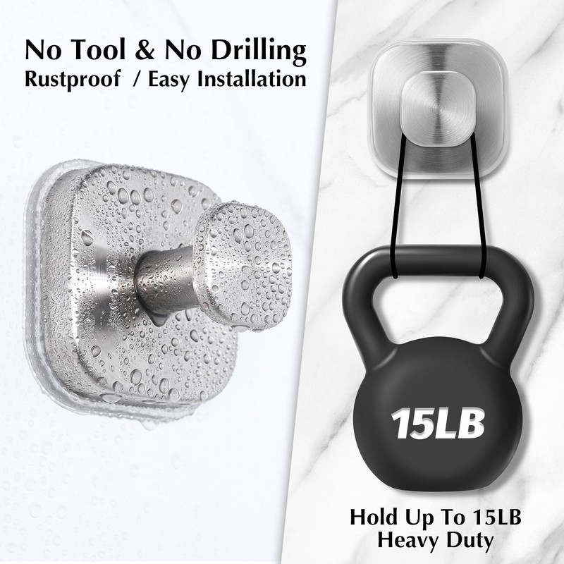 warlve Suction Cup Hooks for Shower - Reusable No-Drill Mounting