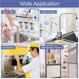 25 Pieces RO Water Filter Fitting, 1/4 Push Fit Connectors Plastic Water Filter Pipe Connectors Y T I L Type Combo with 1/4 Shut Off Valve RO Fittings for 6mm Water Pipe