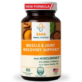 Muscle Recovery Supplement – All-Natural Post-Workout Complex with Turmeric, Nopal & Frankincense – 60 Capsules – by Sana Herbal & Dr. Marco Sikaffy