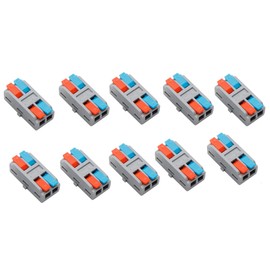 MTUERANC Wire Connectors, Compact Lever Wire Nuts Connectors Wire Terminals 2 Into 2 Out Splicing Wire Connector, Color Valve in-Line Connector for Quick Connect 28-12 AWG 10Pcs (Routine)